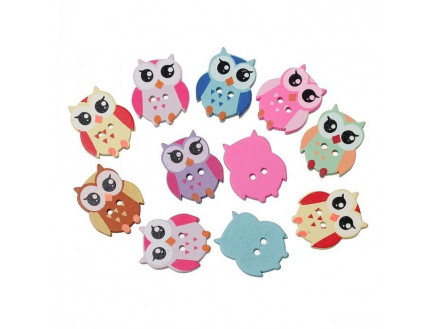 Infinity Hearts Knöpfe Holz Eulen sortiert Farben 21x17 mm - 50 Stk Infinity Hearts Knöpfe Holz Eulen sortiert Farben 21x17 mm - 50 Stk von Infinity Hearts