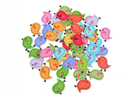Infinity Hearts Knöpfe Holz Vögel sortiert Farben 26x24 mm - 50 Stk von Infinity Hearts