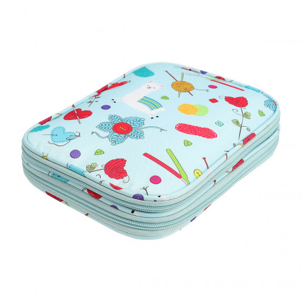 Infinity Hearts Etui für Rundstricknadeln und Zubehör Hellblau mit Print 22x17x4cm von Infinity Hearts