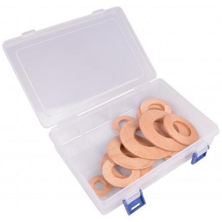 Infinity Hearts Gardinenringe Holz in Kunststoffbox dick rund 30-80mm - 24 Stk von Infinity Hearts