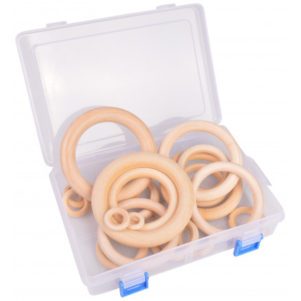 Infinity Hearts Holzringe/Vorhangringe Holz i plastboks Rund 20-100mm - 20 Stk von Infinity Hearts