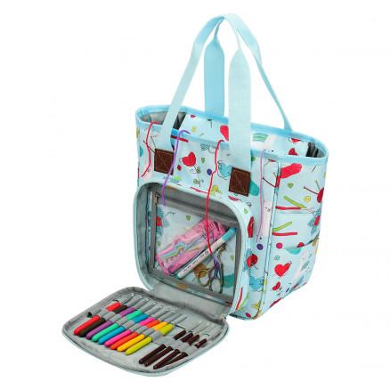 Infinity Hearts Garntasche/ Schultertasche Hellblau mit Print 23x14x26cm von Infinity Hearts