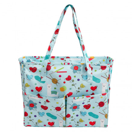 Infinity Hearts Garntasche/ Schultertasche Hellblau mit Print 36x14x30cm von Infinity Hearts
