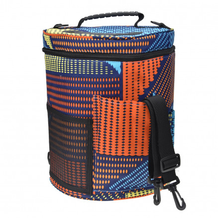 Infinity Hearts Garntasche/Stricktasche rund Orange/Blau/Gelb Print 32x28cm von Infinity Hearts