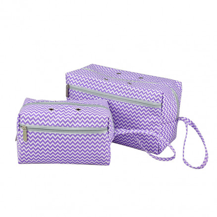 Infinity Hearts Garntasche / Stricktasche Set rechteckig Lila/Weiß 21x13x12/29x13x17cm - 2 Stk von Infinity Hearts