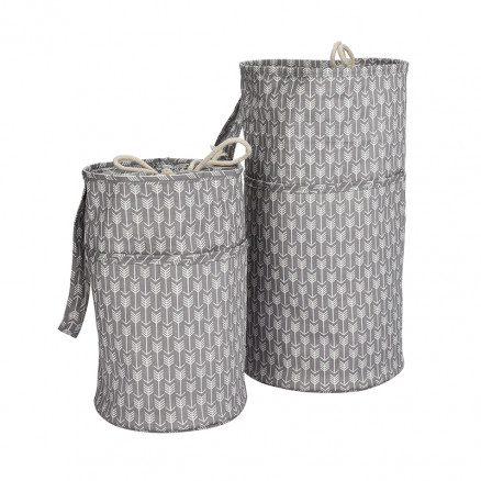 Infinity Hearts Garntasche / Stricktasche Set rund Grau/Weiß 27x16/36x20cm - 2 Stk von Infinity Hearts