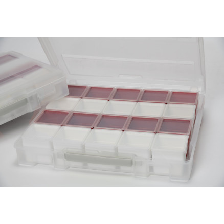 Infinity Hearts Hobby Box/Kunststoffbox mit 20 herausnehmbaren Fächern Kunststoff Transparent/Weiß/Rot 40,4x34,9x7,3cm von Infinity Hearts