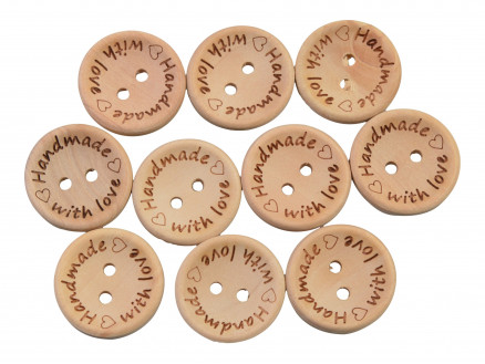 Infinity Hearts Knöpfe Holz Handmade with love 20mm - 10 Stk von Infinity Hearts