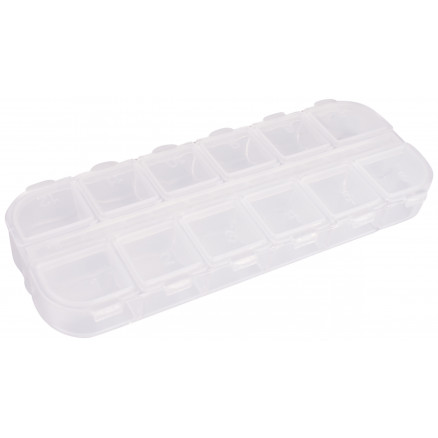 Infinity Hearts Kunststoffbox für Knöpfe und Zubehör Transparent 13x5cm - 12 Fächer von Infinity Hearts