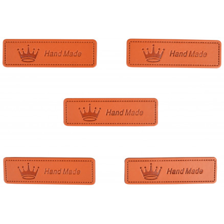 Infinity Hearts Label Leder Hand Made Crown 5x1.5cm - 5 Stück. von Infinity Hearts