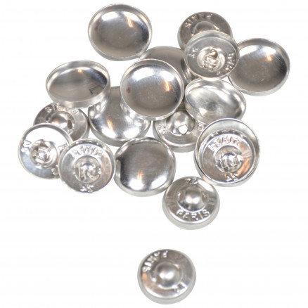 Infinity Hearts Make your own Stoffknöpfe/ Deckknöpfe rund Aluminium Silver 15mm - 10 Paar von Infinity Hearts