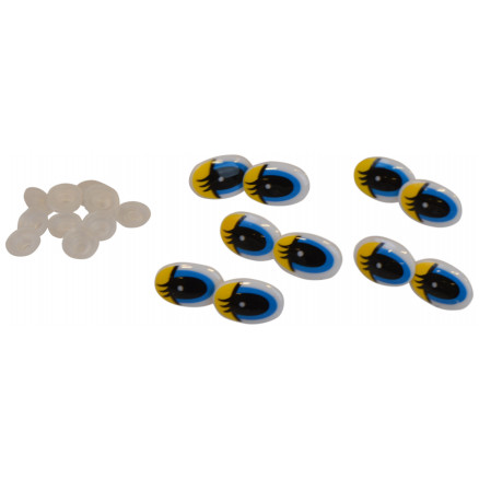 Infinity Hearts Sicherheits-Augen mit Make-Up Gelb / Blau 13x20mm - 5er-Set von Infinity Hearts