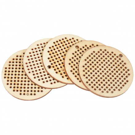 Infinity Hearts Stickerei/Kreuzstich Holzplatte/Schlüsselanhänger Rund Ø5cm - 5 Stk von Infinity Hearts