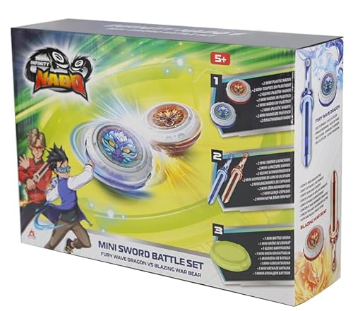 INFINITY NADO Kinderkreisel Spielzeug 2PCS, Kampfkreisel Spielzeug mit Mini-Schwert-Werfer, Kinderkreisel für Jungen und Mädchen 5 6 7 8 9 10 11 12 Jahre alt und älter von Infinity Nado