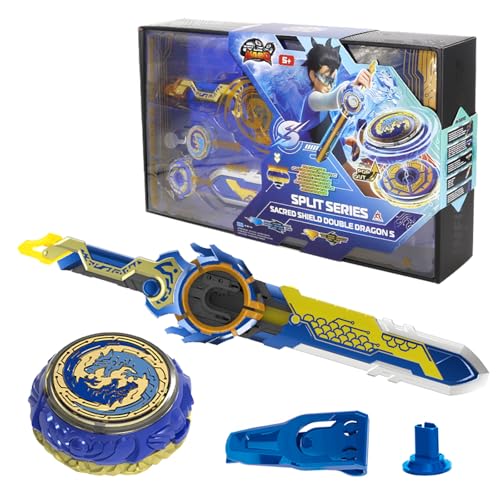 Infinity Nado Kreisel für Kinder Metall Spielzeug Jungen, Battle Tops Kreisel Launcher Spielzeug Jungen, Beyblade Nado Spinning Tops Jungen ab 5 Jahre, Split Series - Sacred Shield Double Dragon S von Infinity Nado