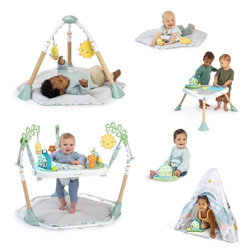​Ingenuity 6-in-1 Baby-Spielcenter – Multifunktionales Aktivitäts-Jumperoo – Umwandelbar in Spielgym, Spielhaus & Spieltisch – Inklusive Spielbügel & Bauchlagekissen – Natur-Thema – Für 0-24 Monate von Baby Einstein