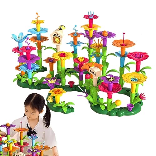 Injuv DIY-Blumenstrauß-Sets | Blumenbau-Stapelspielzeug - Wiederverwendbares Blumenbau-Stapelspiel, Stapelspiel für Kinder ab 3 Jahren von Injuv