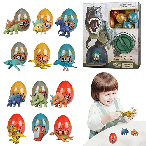 Injuv Gashapon-Maschine, Dinosaurier-Bruteier - Automaten-Dinosaurier-Ei-Drehspielzeug | 12 Stück leichte Dinosaurier-Eier, Twist-Spielzeug-Automaten-Eier mit Spielzeug im Inneren für Kinder von Injuv