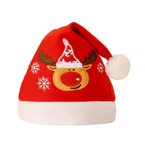 Injuv Plüsch-Weihnachtsmannmütze,Partyhüte Niedliche Weihnachtsmannmützen | Winter-Kopfbedeckung, Weihnachtsmütze, lustige Weihnachtsmütze für Jungen und Mädchen, Weihnachts-Partyzubehör von Injuv