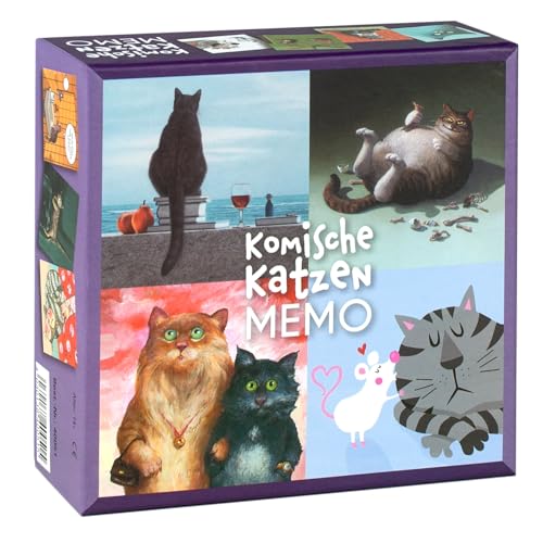 Inkognito | 40051 ''komisches Katzen Memo'' | lustiges Memo-Spiel/Gedächtnis-Spiel/Legespiel | Künstler: Michael Sowa, Rudi Hurzelmeier, Quint Buchholz, Beck, UVM. von Inkognito