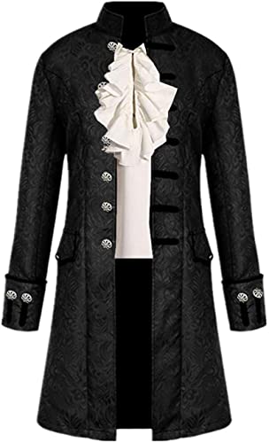 Inmeilifus Herren Steampunk Jacke Frack Halloween Kostüme Viktorianischer Mantel Gothic Cosplay Vintage Frock Mantel Uniform, Schwarz2, XXL von Inmeilifus