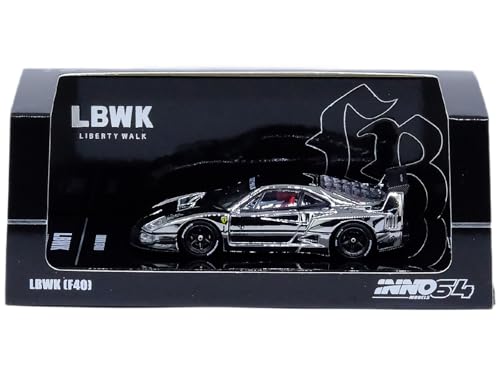 Inno Models LBWK (Liberty Walk) F40 Chrome Silver 1/64 Diecast Modellauto IN64-LBWKF40-CHS von Inno Models