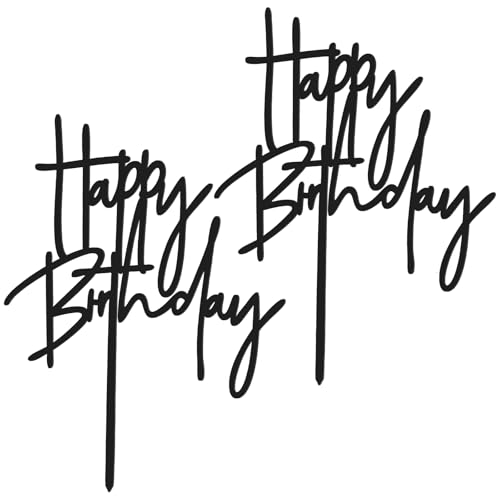 Happy Birthday Cake Topper, 2 Stück Acryl Happy Birthday Tortendeko Tortenaufleger Personalisiert Tortendeko Happy Birthday Für Männer Frauen Geburtstag Kuchen Party Dekorationen Zubehör, Schwarz von InnoHHustle