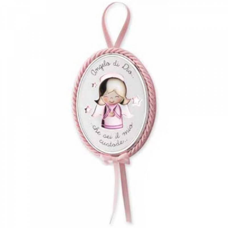 Innocenti Argenti Wiegenmedaillon mit Pink Angel Spieluhr von Innocenti Argenti
