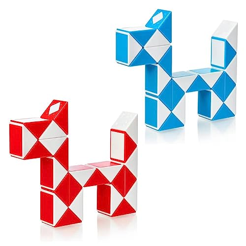 Magic Snake Cube 2 Pack, 24 Blöcke Twisty Ruler, 3D Puzzle Spielzeug Schlange Speed Cube Spielzeug, 2 Pack von Innoocool