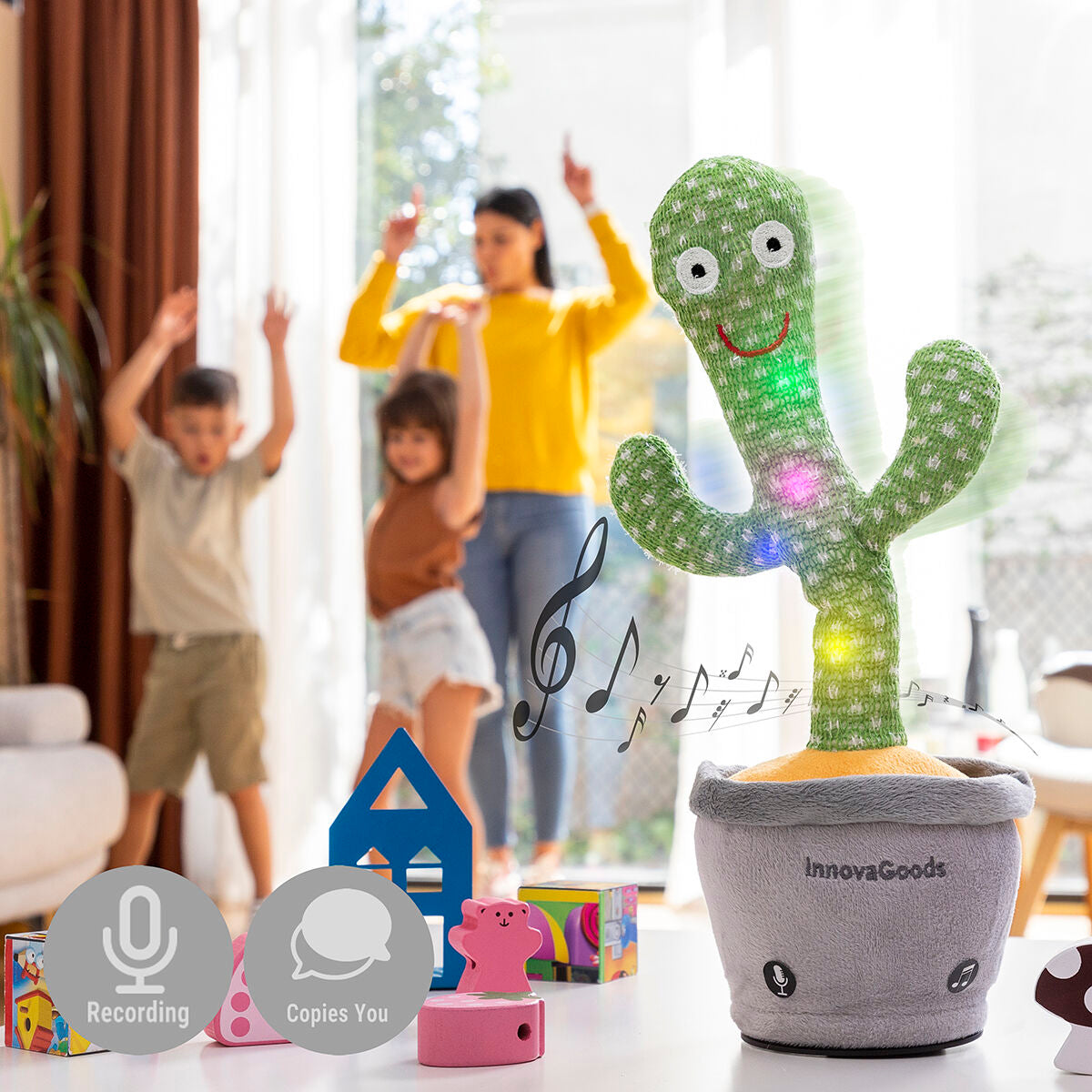 Tanzender und sprechender Kaktus mit Musik und bunten LEDs, wiederaufladbar Cacxi InnovaGoods Tanzender und sprechender Kaktus mit Musik und bunten LEDs, wiederaufladbar Cacxi InnovaGoods von InnovaGoods