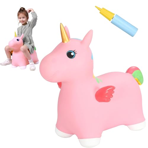 INPANY - Aufblasbares Einhorn-Pferd-Spielzeug für Mädchen ab 2 Jahren, springendes Tiertrichterpferd, aufblasbarer Sprung, Gummigorilla, Geburtstagsgeschenke für Kinder von 3 4 Jahren von Inpany
