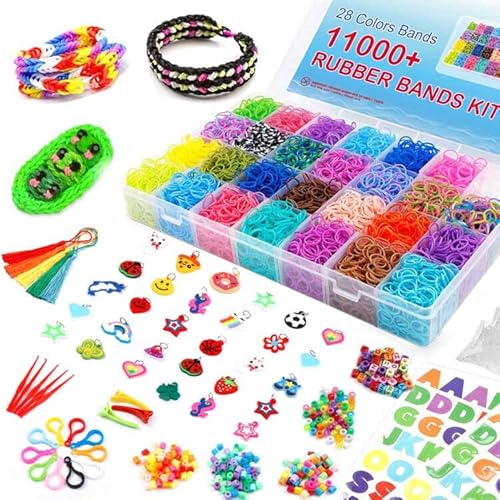 Inscraft 11900+ Loom Bänder Set, 28 Farben Loom Gummibänder für Armbänder, Loop Armbänder set Kinder zum Halsketten und Gummi Armband basteln, mit 600 Clips, 52 ABC-Perlen, 200 Perlen, 5 Quasten usw Inscraft 11900+ Loom Bänder Set, 28 Farben Loom Gummibänder für Armbänder, Loop Armbänder set Kinder zum Halsketten und Gummi Armband basteln, mit 600 Clips, 52 ABC-Perlen, 200 Perlen, 5 Quasten usw von Inscraft