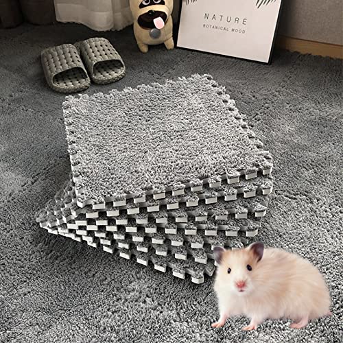 Inscrip 10 Stück Ineinandergreifende Plüsch-Schaumstoffmatte, Wohnzimmer Schlafzimmer Teppichfliesen, Dick PlüSch Weiche Krabbelmatte, 30 x 30 cm Puzzle-matten, für Wohnzimmer, Zimmer (Grau) von Inscrip