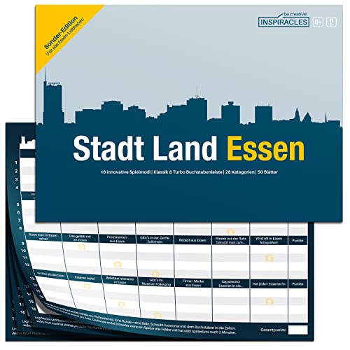 Stadt Land Essen - Tolles Essen Geschenk - Das Quiz Spiel für Essener und Fans - Essen Souvenirs, Essen Andenken - Essen Spiel für Freunde Stadt Land Essen - Tolles Essen Geschenk - Das Quiz Spiel für Essener und Fans - Essen Souvenirs, Essen Andenken - Essen Spiel für Freunde von Inspiracles