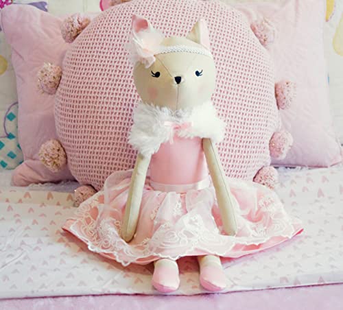 Inspired by Jewel Dixie The Deer Plüschpuppe, handgefertigt, für Jungen und Mädchen, niedliche rosa und weiße Kindergartendekoration für Kinder, weiches Baumwoll-Leinen-Material, 50,8 cm hoch von Inspired by Jewel