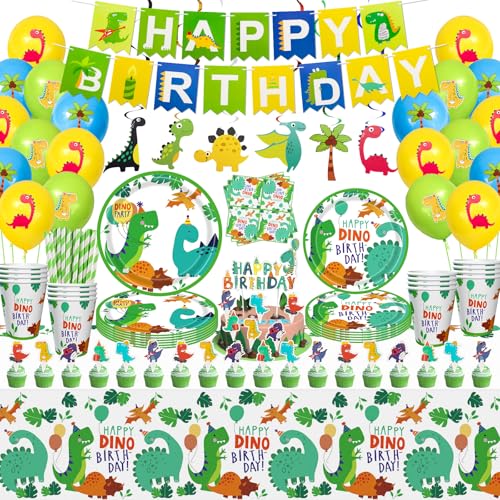 162 Pcs Dinosaurier Geburtstag Party Supplies Set Dinosaurier Thema Geschirr Set Dino Happy Birthday Banner Teller Tischdecken Tassen Servietten Dino T-Rex Party Dekoration Set Serves 20 162 Pcs Dinosaurier Geburtstag Party Supplies Set Dinosaurier Thema Geschirr Set Dino Happy Birthday Banner Teller Tischdecken Tassen Servietten Dino T-Rex Party Dekoration Set Serves 20 von Inspireyee