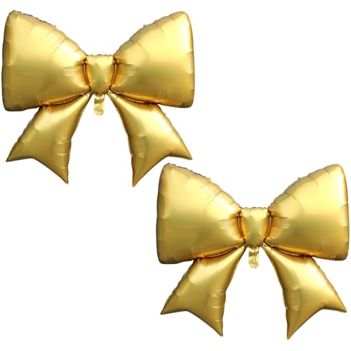 2 x große Luftballons, große kokettefarbene Schleifen-Themen-Dekoration, rosa Ballon-Dekoration, für Kokette, Geburtstag, Hochzeit, Verlobung, Party-Dekoration (Gold) von InteDesign