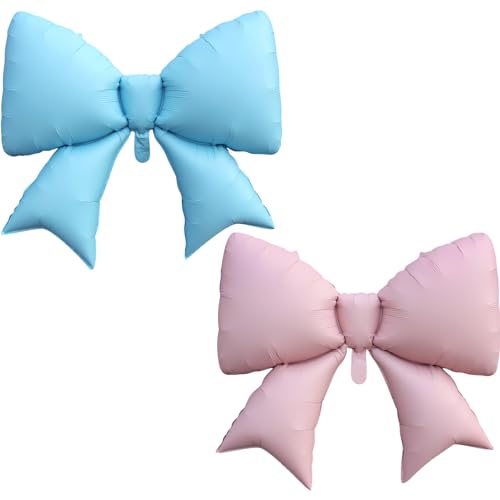2 x große Luftballons, große kokettefarbene Schleifen-Themen-Dekoration, rosa Ballon-Dekoration, für Kokette, Geburtstag, Hochzeit, Verlobung, Party-Dekoration (rosa + blau) von InteDesign
