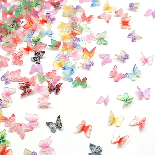 50 Stück Mikro Schmetterling,Mikro Schmetterling Resin,Bunte Kleine Schmetterlinge Deko,für Miniatur Puppenhaus Zubehör,Feengarten Zubehör,Miniaturlandschaften (B) von InteDesign