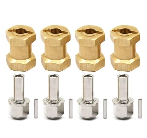 Integy RC Upgrades für Axial, 12 mm Sechskantrad (4) Nabe aus Messing, 17 mm dick, für axiale SCX-10, D90 und D110 Crawler von Integy
