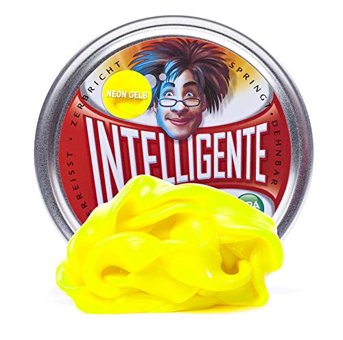 Intelligente Knete - Das Original! Neon-Gelb - Leuchtet im Dunkeln - Kinderknete und Therapieknete in einem - Besser als jeder Stressball! Für Kinder und Erwachsene (Standard-Dose, 80g) von Intelligente Knete