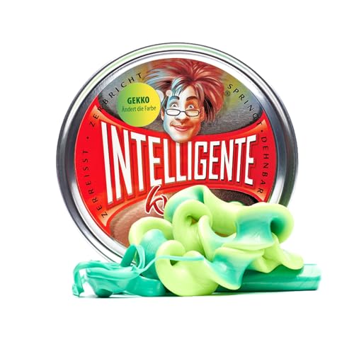 Intelligente Knete - Das Original! Gekko - Ändert die Farbe bei Wärme - Kinderknete und Therapieknete in einem - besser als jeder Stressball! Für Kinder und Erwachsene (Große Dose, 80g) von Intelligente Knete
