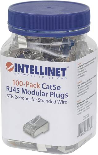 Intellinet 100er-Pack Cat5e RJ45-Modularstecker STP 2-Punkt-Aderkontaktierung für Litzendraht 100 S von Intellinet