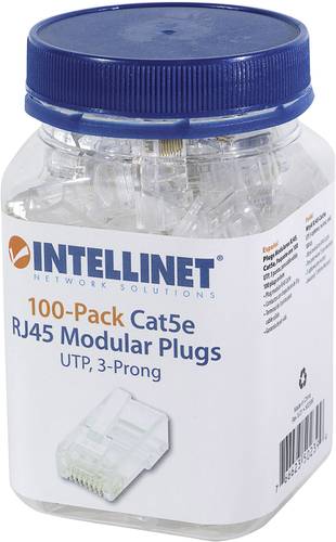 Intellinet 100er-Pack Cat5e RJ45-Modularstecker UTP 3-Punkt-Aderkontaktierung für Massivdraht 100 S von Intellinet