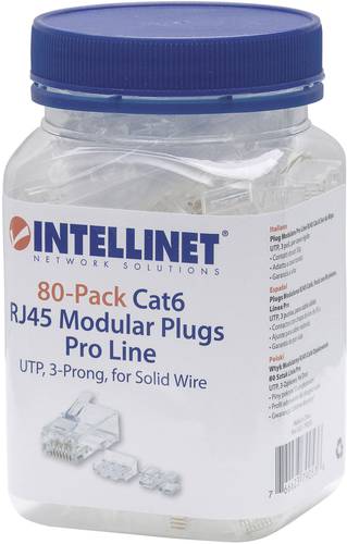 Intellinet 80er-Pack Cat6 RJ45-Modularstecker Pro Line UTP 3-Punkt-Aderkontaktierung für Massivdrah von Intellinet