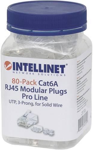 Intellinet 80er-Pack Cat6A RJ45-Modularstecker Pro Line UTP 3-Punkt-Aderkontaktierung für Massivdra von Intellinet