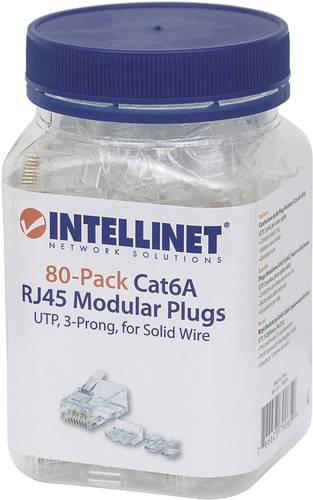 Intellinet 80er-Pack Cat6A RJ45-Modularstecker UTP 3-Punkt-Aderkontaktierung für Massivdraht 80 Ste von Intellinet