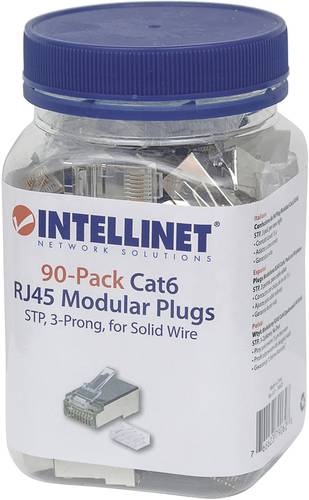 Intellinet 90er-Pack Cat6 RJ45-Modularstecker STP 3-Punkt-Aderkontaktierung für Massivdraht 90 Stec von Intellinet