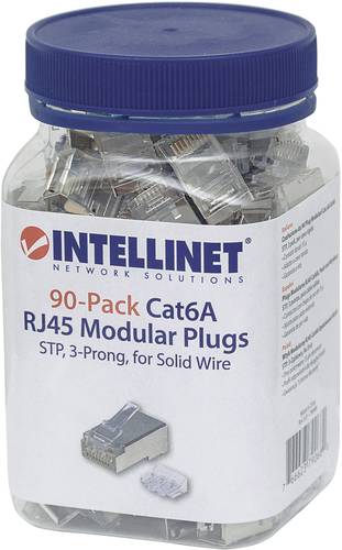 Intellinet 90er-Pack Cat6A RJ45-Modularstecker STP 3-Punkt-Aderkontaktierung für Massivdraht 90 Ste von Intellinet