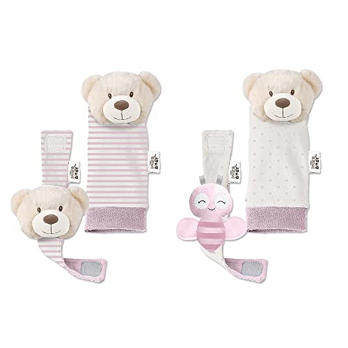 Baby Rasseln Set für Füße und Handgelenke rosa Bär von Interbaby